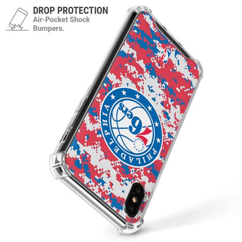 NBA Philadelphia 76ers Red Digi Camo iPhone XS Max Clear Case